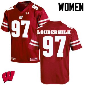Women's Wisconsin Badgers NCAA #97 Isaiahh Loudermilk Red Authentic Under Armour Stitched College Football Jersey VE31X74CA
